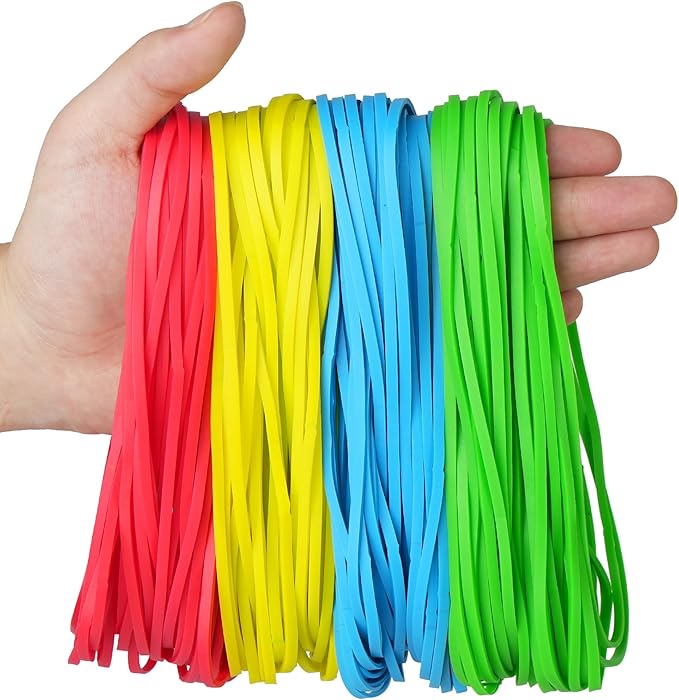 LotFancy Large Rubber Bands, 170 Pcs Size #117B 7×1/8” Heavy Duty Long Rubber Bands for Trash Can File Folders Office Supplies, Assorted Color