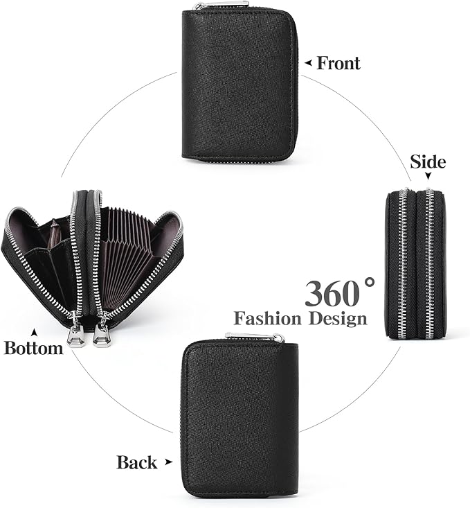 GOIACII Small Genuine Leather Wallet for Women, RFID Blocking Credit Card Holder Wallet