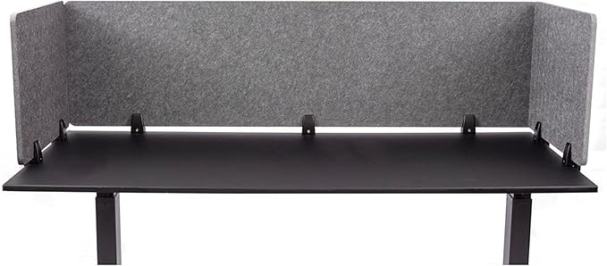 Stand Up Desk Store ReFocus Raw Clamp-On Acoustic Desk Divider Mounted Privacy Panel to Reduce Noise and Visual Distractions (Castle Gray, 59" x 16")