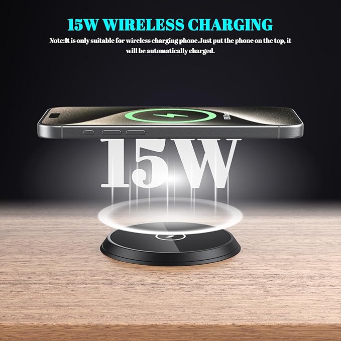 XBA PD 20W USB C Desk Power Grommet with 15W Wireless Charger Cover, Recessed Power Strip with 18W USB A and 2 AC Outlets,Hidden Power Outlets with 6FT Cords for Office, Home, Conference(Black)
