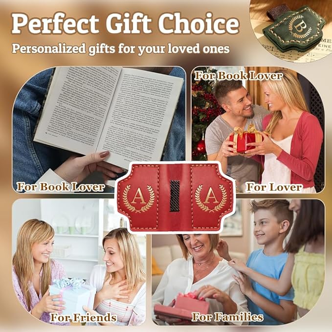 Personalized Mark Bookmark with Pen Holder, Leather Magnetic Book Marker 26 Letters,Custom Initials Page Marks, Gifts for Book Lovers Readers Men Women (Blue, K)