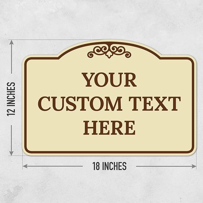 Custom Decorative Sign, Personalized Metal Sign for Business, Driveway, Home, Airbnb, Office Door Plaque, Brown Border Sign, 12x18 Inches, ACM, Fade Resistant, Made in USA by Sigo Signs