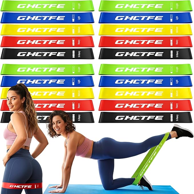 GHCTFE 20PCS Resistance Bands Bulk Set for Trainers, Small Groups & Fitness Classes, Mini Bands for Glutes, Legs, and Core Workouts, Loop Exercise Bands with Storage Bag, Gift for Workout Buddies