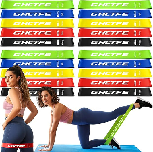 GHCTFE 20PCS Resistance Bands Bulk Set for Trainers, Small Groups & Fitness Classes, Mini Bands for Glutes, Legs, and Core Workouts, Loop Exercise Bands with Storage Bag, Gift for Workout Buddies