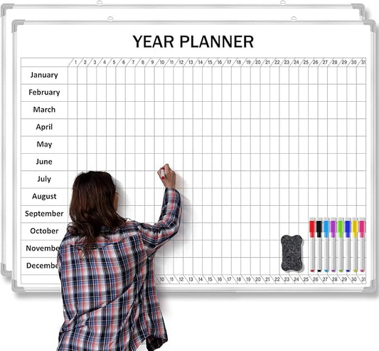 Lincia Extra Large 48" x 36" Magnetic Vertical Year Planner Dry Erase Calendar 2026 for Wall Undated Dry Erase Wall Calendar Planner Aluminum Frame Whiteboard for Home Office Projects