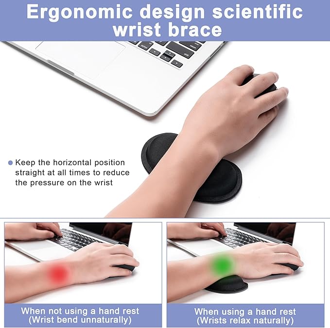 Hoewina Keyboard Wrist Rest,Ergonomic Wrist Rest,Superfine Fabric and Gel Memory Foam Wrist Pad for Computer Keyboard for Easy Typing & Pain Relief, Suitable for Office, Family, Outdoor, Gray