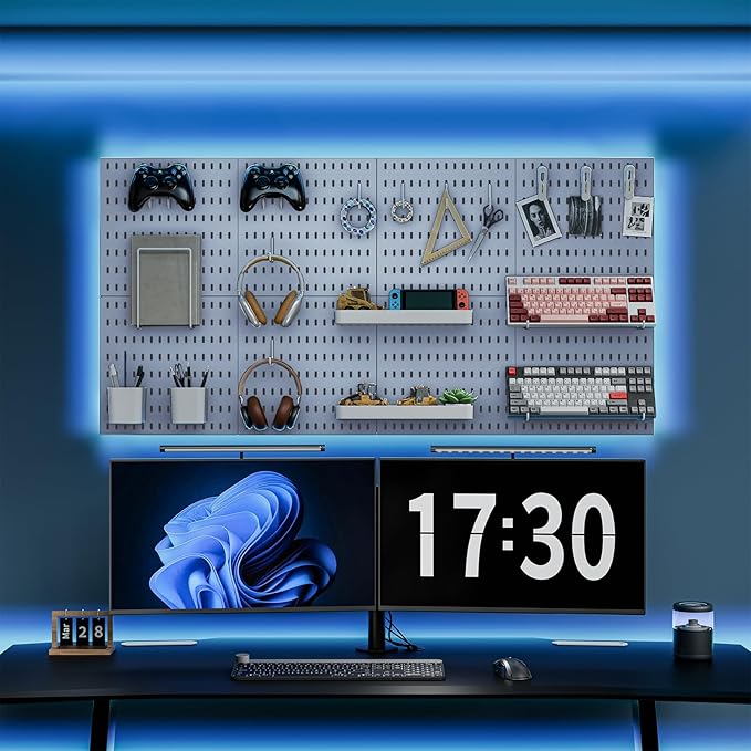 MULSAME Pegboard Combination Kit, 25.2" x 25.2" Wall Mounted Storage Set with 4 Pegboards & 20 Accessories Hanging, Peg Boards Organizer