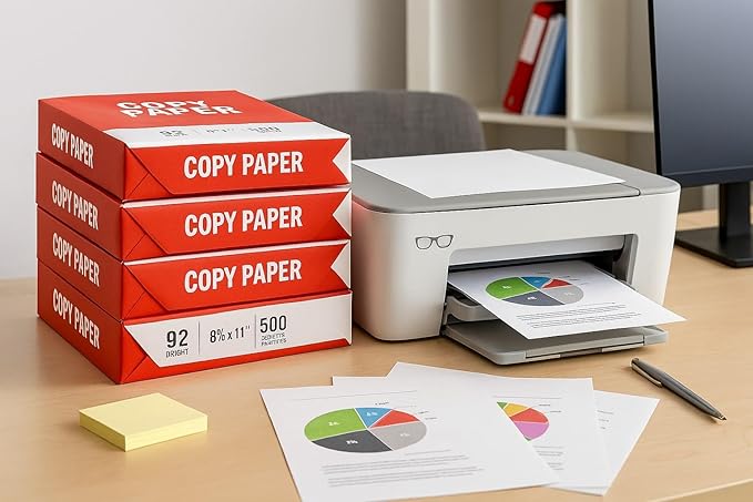 4 Reams Copy Paper – 8.5x11 Letter Size, 20lb, 92 Bright – Multipurpose Printer Paper for Office, School, Home – 2,000 Sheets Total – Jam-Free, Acid-Free, Inkjet & Laser Compatible