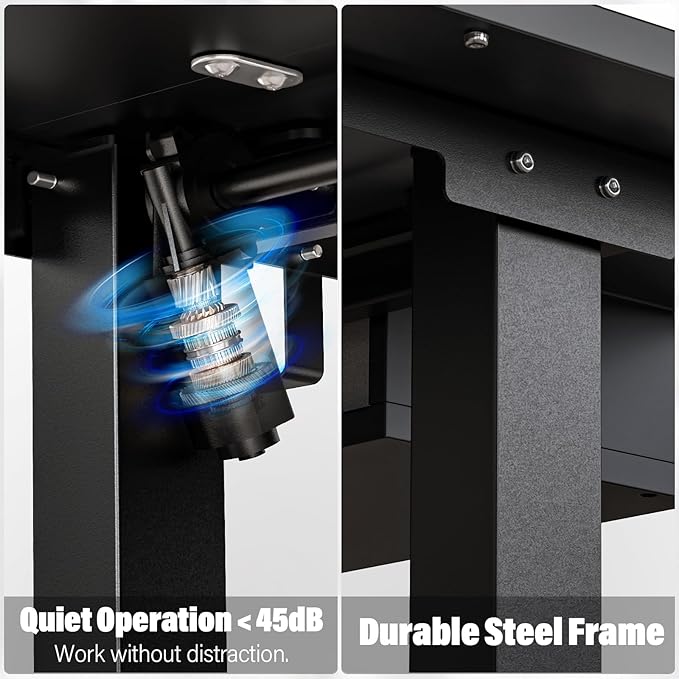 Kingant 40 x 24 Inch Electric Standing Desk with 4 Drawers, Height Adjustable Sit to Stand Computer Desk with Storage Shelf and C-Clamp Mount Compatibility for Home Office, Black