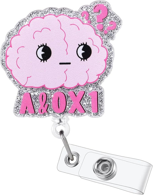 A&0x1 Funny Office Badge Reel | Retractable ID Card Badge Holder | Name Tag Medical Work Badge Clip for RN LPN CNA MA ER Night Shift Nurse Doctor | Nurse Gifts | Acrylic｜Alligator Clip