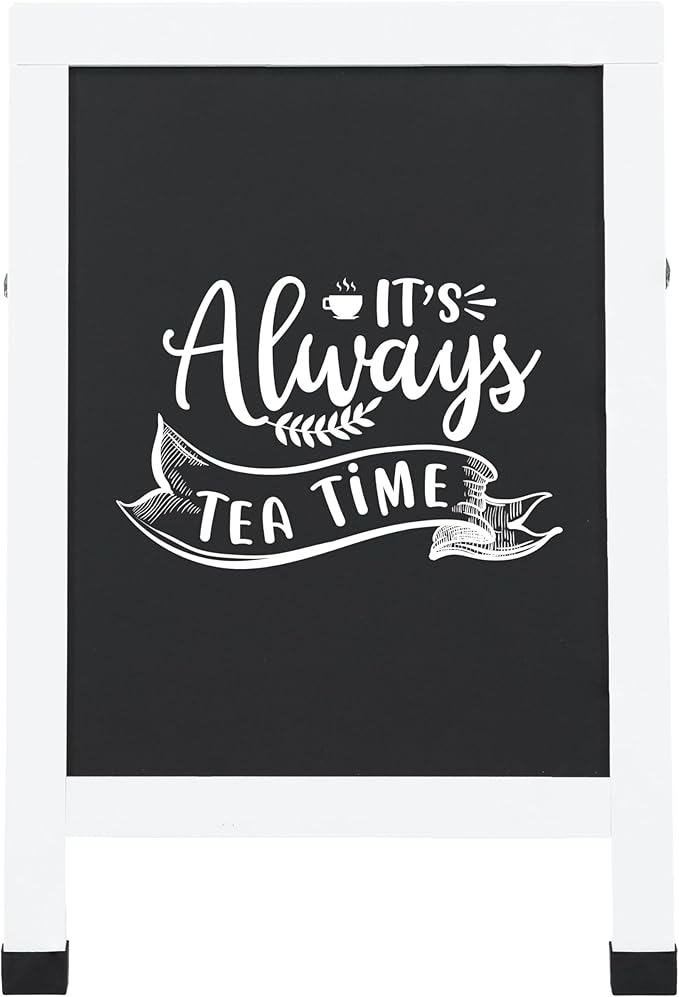 Sunnydaze Magnetic A-Frame Chalkboard Sign - Double-Sided Chalk Sandwich Board Sidewalk Sign - 30" x 20" - White