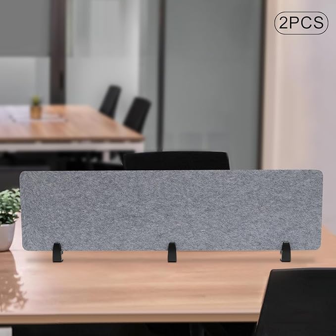 2pcs Privacy Panel, Standing Desk Divider 60"x16" Desktop Office Furniture Partitions, Clamp-On Acoustic Desk Divider Mounted Privacy Panel to Reduce Noise and Visual Distractions (Light Grey)