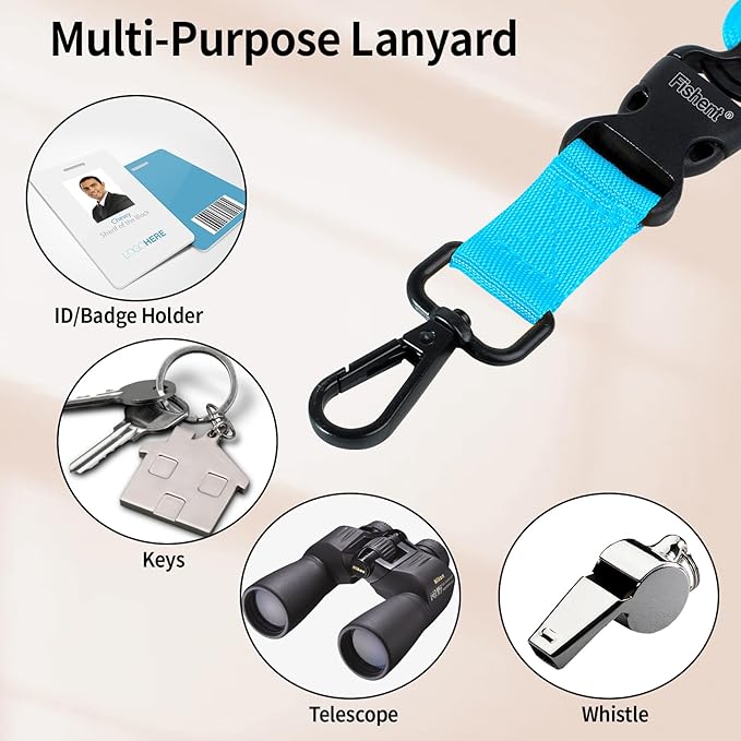 Fishent Breakaway Neck Lanyards for ID Badges, Adjustable Durable Heavy Duty Lanyard with Detachable Buckle for Keys Holder (Sky Blue)