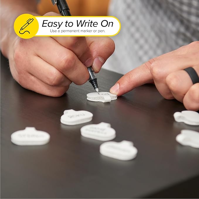 Cable Labels by Wrap-It Storage, Regular, White (36 Pack) - Write On Cord Labels, Wire Labels, Cable Tags and Wire Tags for Cable Management and Electronics, Computers. Great Stocking Stuffer