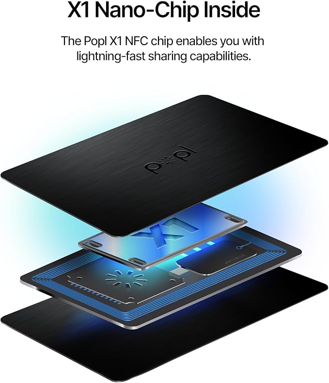 Popl Smart NFC Business Card - Sleek Modern Digital Business Card w/Instant App-Free Sharing - Customizable NFC Cards Compatible w/iPhone & Android (Limited Edition Black Lux)