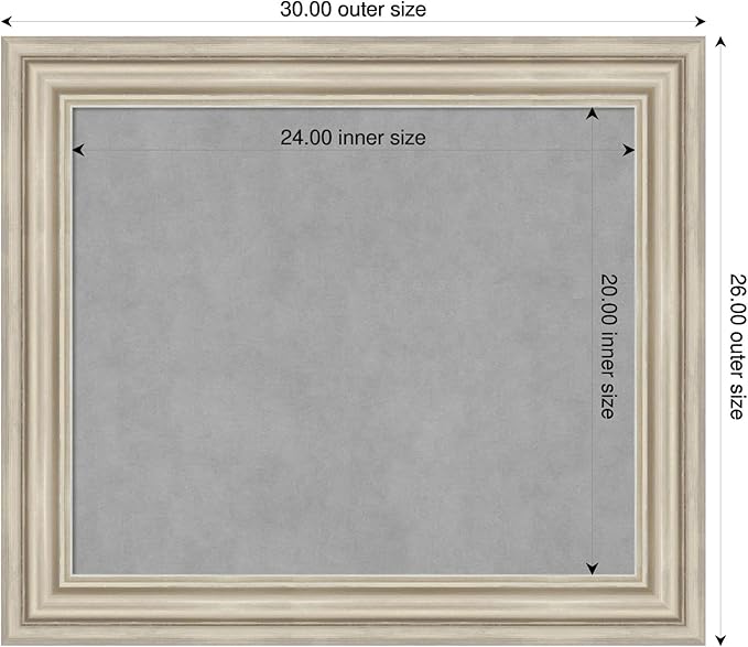 Amanti Art Silver Framed Magnetic Board 26x30 Medium Vision Board for use with Magnets, 100% Metal Sheet to Display Items as Office Decor or for Home Organization in mudroom, Kitchen or Kids Room