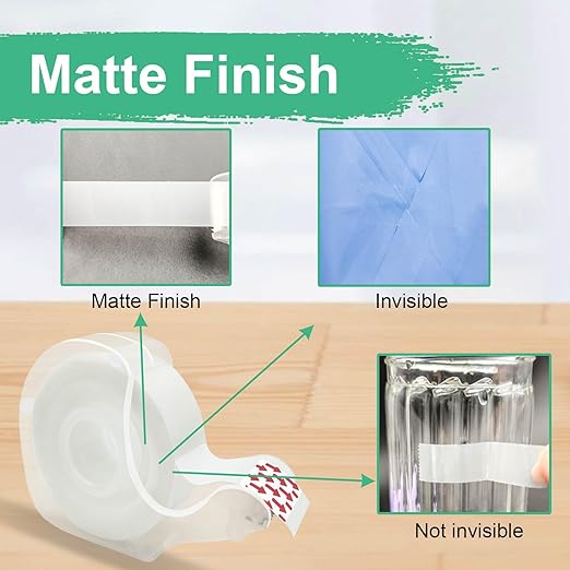 BeataTap Tape Bulk, Clear Tape, Invisible, Matte Finish, Writable, 3/4 in x 650 in, Transparent Tape, 12 Rolls with Dispensers, Ideal for Gift Wrapping, School Supplies & Office Use