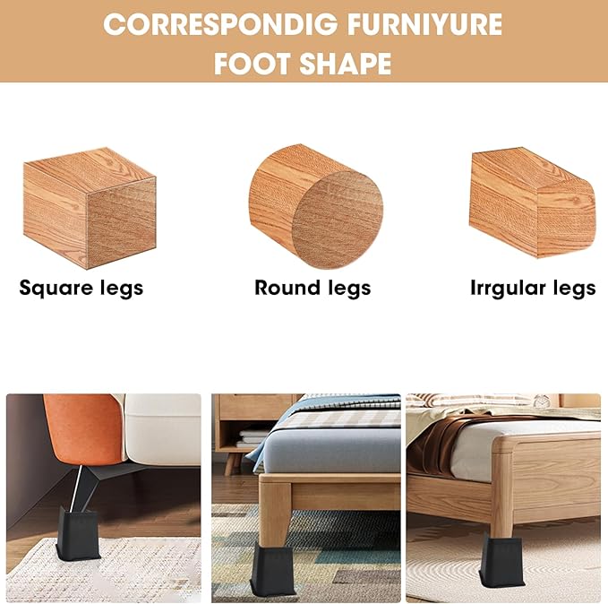 MXMZHXU Bed Risers 2 inch, 3 inch, 4 inch, 6 inch or 8 inch Heavy Duty Furniture Risers, Up to 6000 Lbs L Shaped Design Bed Lifts Blocks for Couch Desk Sofa Table (Dark Brown 4 Pack, 6 Inch)