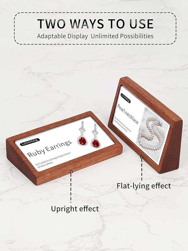 6 Pack Small Wood Price Tag Label Holder Tabletop Stand or Recline Small Sign Holder for Retail Store Boutique Name Card Restaurant Food Labeling (3.15X1.57 in)