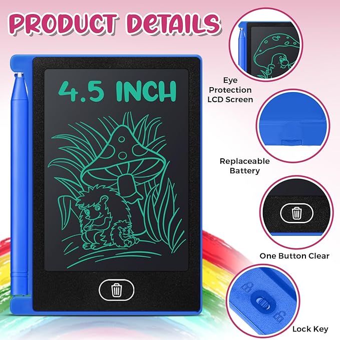 Zhehao 24 Pack LCD Mini Writing Tablet for Kids 4.5 Inch Doodle Board Bulk Erasable Reusable Electronic Drawing Pad Birthday Party Favors Goodie Bag Classroom Gifts(Blue,Pink,Green,Red)