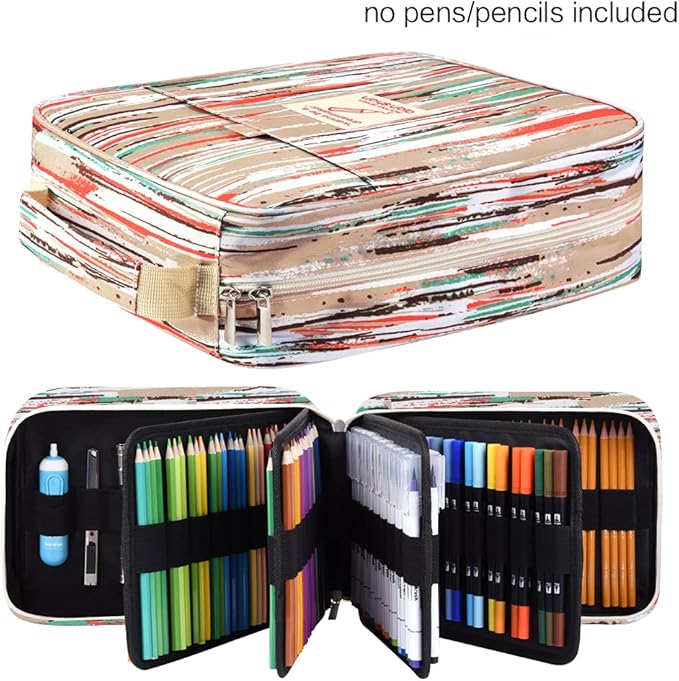 qianshan Pencil Case Holder Slot - Holds 260 Colored Pencils or 180 Gel Pens with Zipper Closure