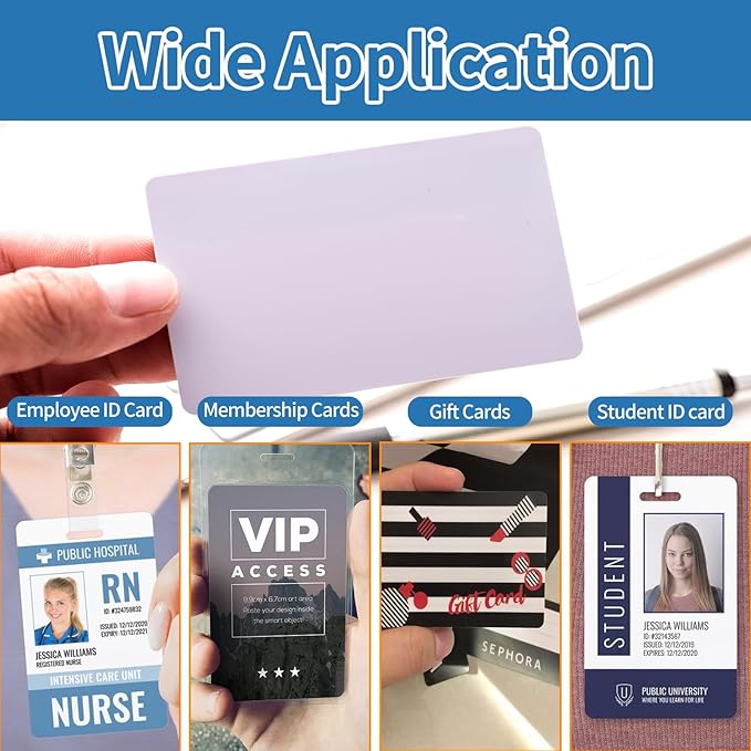 55 Pack - Premium Blank PVC Cards for ID Badge Printers - Premium Quality White CR80 30 Mil (CR8030) by KLMNDUO - Compatible with Most Photo ID Badge Printers(White)