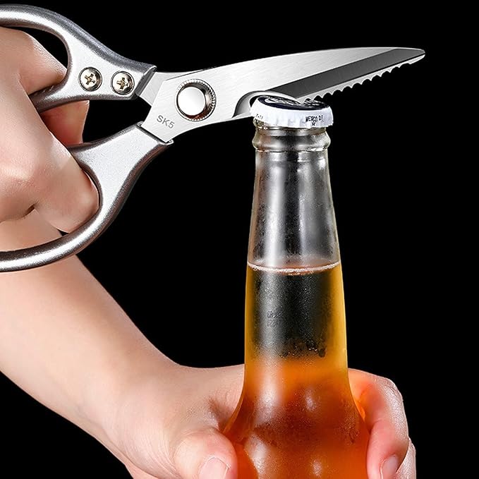 Kitchen Scissors All purpose, Have duty Stainless Steel Cooking Shears for Cutting Meat,Chicken, Poultry, Fish, Herbs, Seafood Scissors with Comfort Grip siver