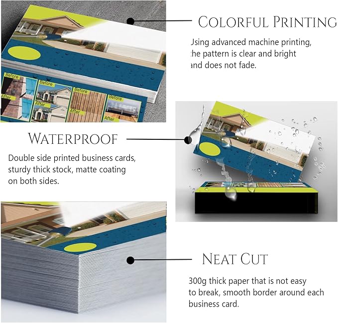 Custom Business Cards Personalized Business Cards for Small Business 300gsm Matte Paper Front & Back Sides Printed 3.5" x 2" - Pressure Washing Template