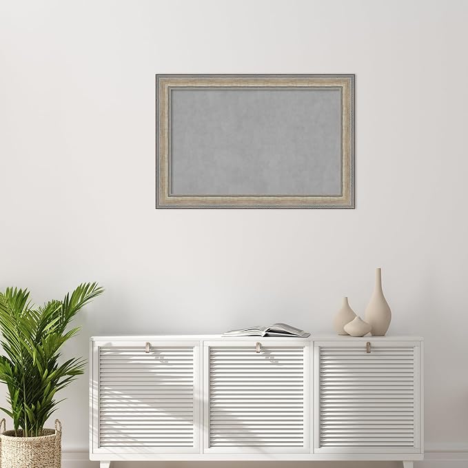 Amanti Art Silver Framed Magnetic Board 25x37 Large Vision Board for use with Magnets, 100% Metal Sheet to Display Items as Office Decor or for Home Organization in mudroom, Kitchen or Kids Room