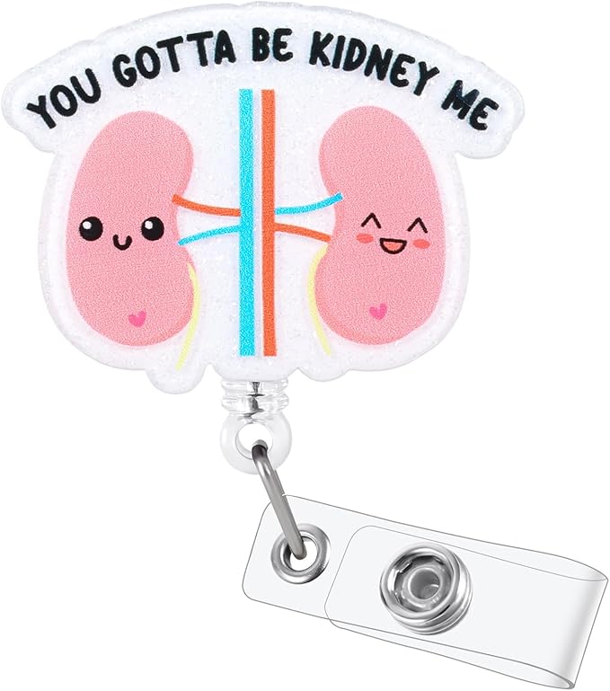 You Gotta Be Kidney Me Funny Nurse Badge Reel, Cute Anatomical Kidney Retractable ID Card Badge Holder, Name Tag Badge Buddy for RN LPN CNA Nurse Nursing Student Dialysis Tech Urologist Nephrologist