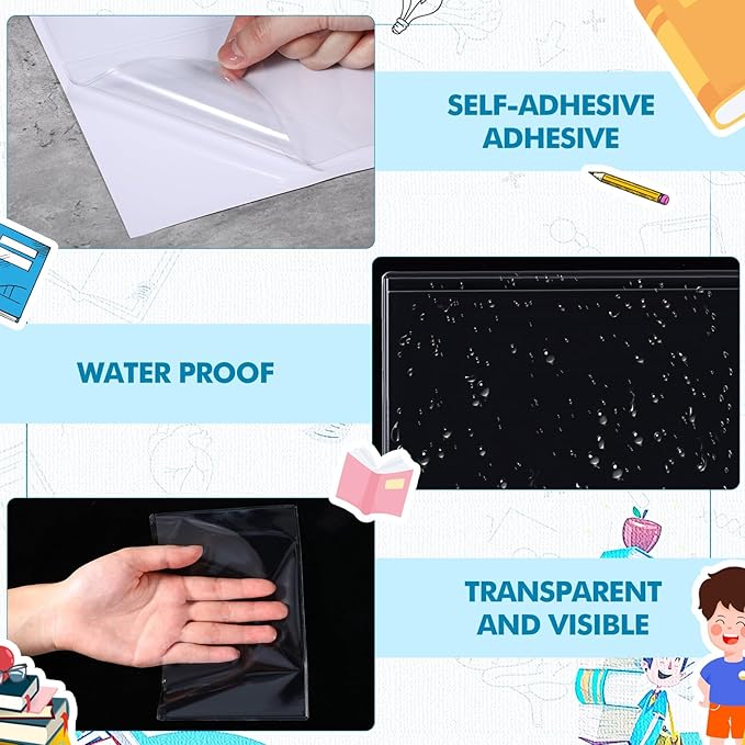 Outus Self Adhesive Shop Ticket Holders Clear Plastic Sleeves Adhesive Pockets Work Order Job Ticket Holders for Home Office Posting Signs(6 x 4 Inch,120 Pcs)