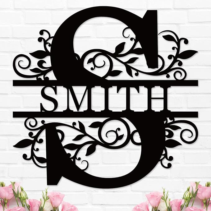 Personalized Christmas Gifts 2026 Best Housewarming Gifts Custom Metal Wedding Anniversary Sign Custom Metal Sign Wedding Gifts Personalized Family Name Signs Monogram Wall Décor（Initial）