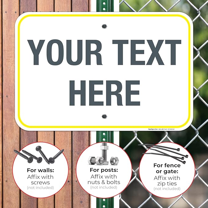 Personalized Custom Customize for Office, Business, Workplace, Home, Airbnb, Delivery Yellow Sign, 12x18 Inches, Rust Free .063 Aluminum, Fade Resistant, Made in USA by Sigo Signs
