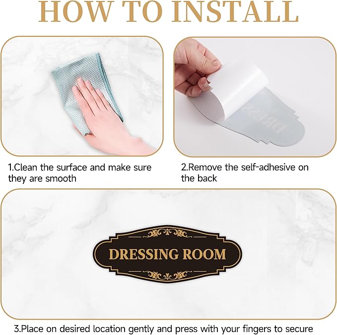 Dressing Room Sign for Door，Self-Adhesive Waterproof Vinyl Vintage Changing Room Signage Sticker, Fitting Room Decor for Home, Business, Shop, Theaters, Clothing Stores, Gyms, Hotels
