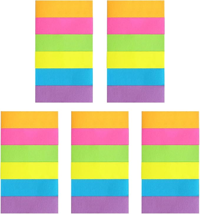 Eastern Wolf 30 Pads 0.5x1.8 Sticky Notes Flags Tabs Page Markers 6 Bright Color Sticky Index Tabs Page Flags 80 Sheet/Pad
