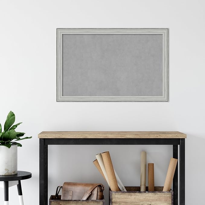 Amanti Art Silver Framed Magnetic Board 23x35 Large Vision Board for use with Magnets, 100% Metal Sheet to Display Items as Office Decor or for Home Organization in mudroom, Kitchen or Kids Room