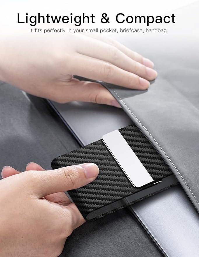 Padike Professional Business Card Holder PU Leather Business Card Case Name Card Holder Slim Metal Pocket Card Holder with Magnetic Shut (Black-1)