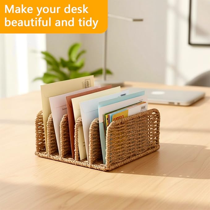 Duimbok Desk Mail Organizer Large Capacity Mail Holder with 5-Slot, Letter Sorter File Holder, Letter Tray Office Envelope Organizer for Mails, Bill, Document, Notebook