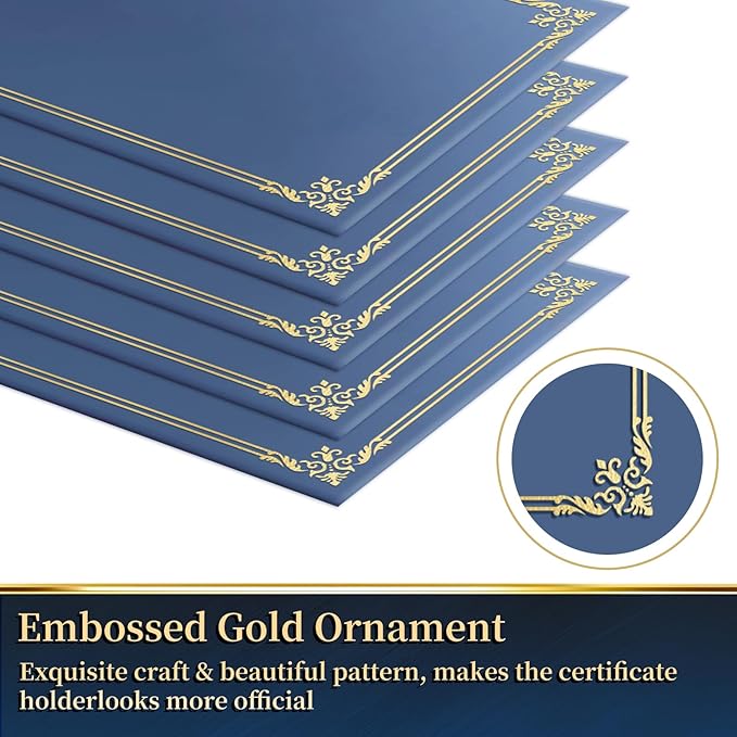 30 Packs Certificate Covers,Navy Blue Cardboard Diploma Cover,Certificate Holders Gold Foil Border,for Letter Size 8.5 x 11 Inch Awards and Certificates