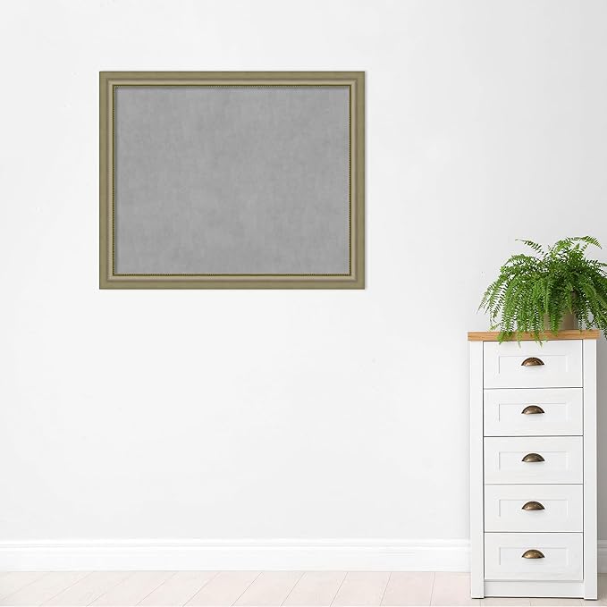 Amanti Art Silver Framed Magnetic Board 37x45 X-Large Vision Board for use with Magnets, 100% Metal Sheet to Display Items as Office Decor or for Home Organization in mudroom, Kitchen or Kids Room