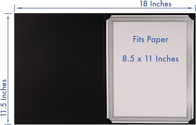Certificate Holders, 25-Pack Certificate Covers for Letter Size 8.5 x 11 Inch Paper, Certificate Folders, Black, 9 x 11.5 Inches