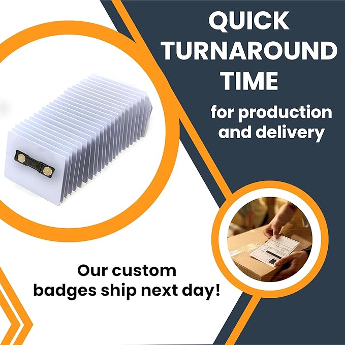 Ships Next Day Magnet Me Up Custom Printed Magnetic Name Tag Badge with Logo (Left), 1.5x3 inch, Full Color Customizable Identification Label, for Schools, Offices, Businesses, Made in USA