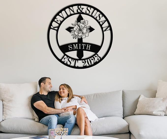 Personalized Cross Family Name Sign, Personalized Wedding Gifts,Wall Cross Decoration, Christian Metal Wall Art, Custom Christians Cross Wall Sign, Custom Christian Metal Signs