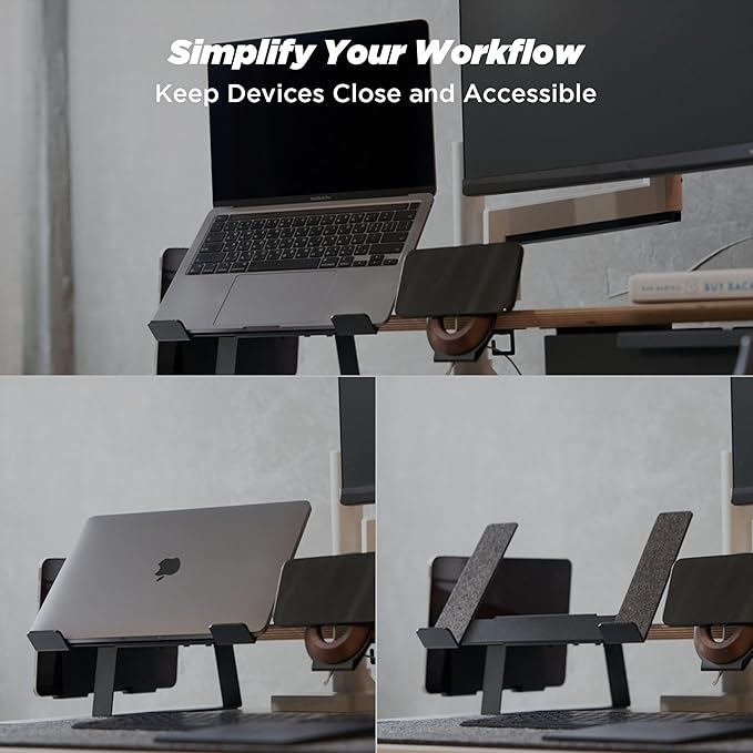 ULTRARM Moodular Add-ons Laptop Tray Stand [Accessory Only - Requires Moodular Wooden Monitor Stand Slide Rails for Use] Black MSA-LT
