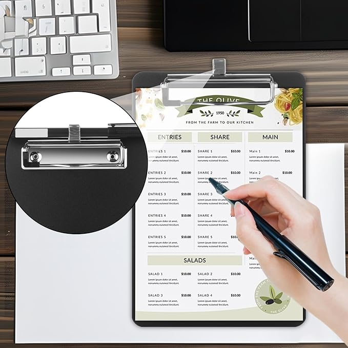 WOPPLXY 20 Pack Mini Clipboards, 6 x 9 Inch Small Clipboards Pocket Clipboard, Plastic Memo Clipboard with Profile Clip, Small Plastic Clip Board for Notepads Receipts Tickets(Black)