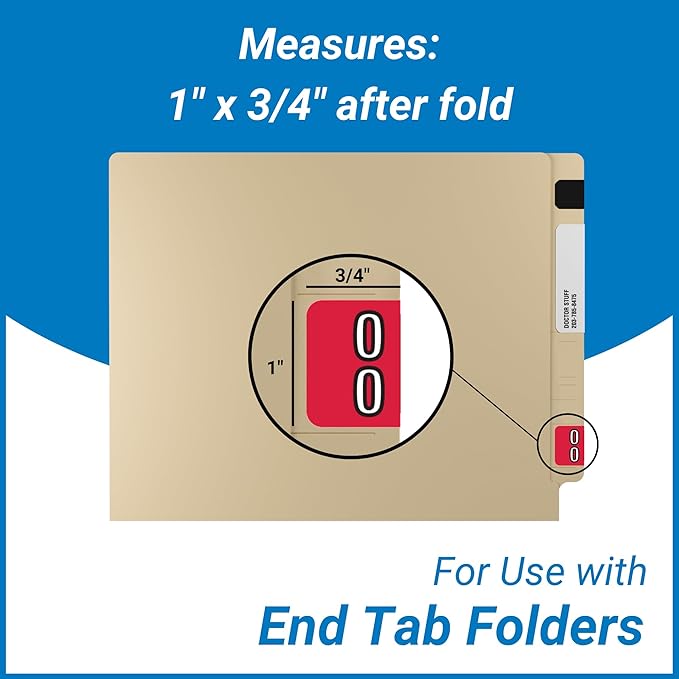 Doctor Stuff - File Folder Labels, Terminal Digit Filing, Consecutive Double Digit Numbers 00-99, Barkley FDDBM Match - BXDM Series Chart Stickers, 1" x 1-1/2", 1 Each of 10 Rolls, 500/Roll