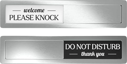 Stainless Steel Do Not Disturb Sign, Premium Please Knock Welcome Signs, Do Not Disturb Door Hanger Sign Alternative, In a Meeting Signs for Office Door, wfh Office Essentials Supplies Decor, 7x1.5
