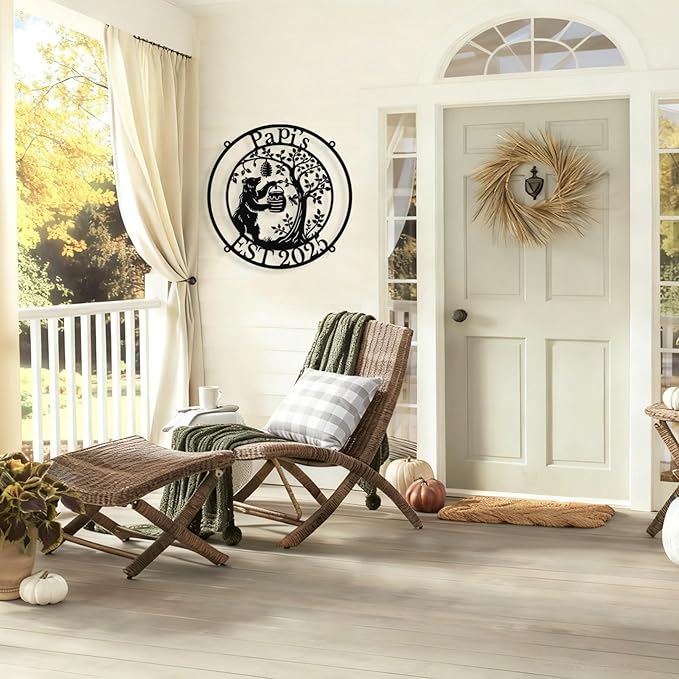 Custom Bear Metal Sign, Custom Bear Metal Wall Art Decor, Personalized Last Name Signs for Home, Rustic Farmhouse Black Wall Decor for Cabin, Bedroom, Living Room, Porch