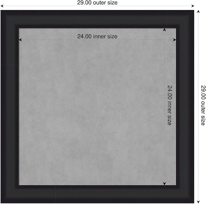 Amanti Art Black Framed Magnetic Board 29x29 Medium Vision Board for use with Magnets, 100% Metal Sheet to Display Items as Office Decor or for Home Organization in mudroom, Kitchen or Kids Room