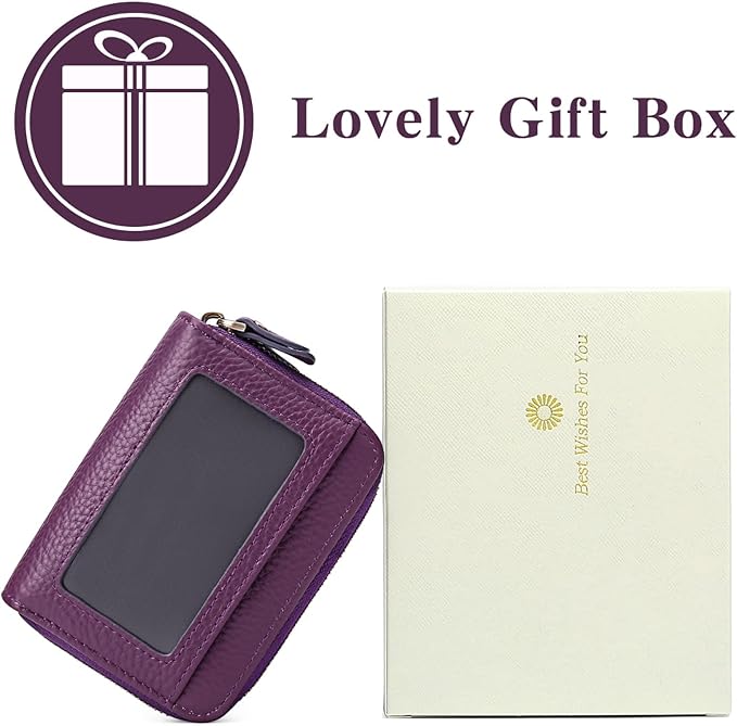 GOIACII Small Genuine Leather Wallet for Women, RFID Blocking Credit Card Holder Wallet